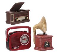 Healifty Phonographe Miniature en Résine Rétro 3 Pièces Décor Intérieur Vintage pour Maison de Poupée, Accessoires Miniatures Simulation Tourne-Disque et Radio, Ornement Décoratif Compact