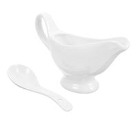 Healifty Pichet à Sauce Céramique avec Cuillère Profonde Set pour Crème Lait Vinaigre Vaisselle Élégante pour Restaurant Barbecue et Buffet