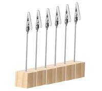 Healifty Pince à Carte Multifonction Bois Naturel, 6 Pièces, Métal Solide, Porte-mémo Compact, Clips De Messages De Bureau, Support Photo Réutilisable pour Organisation Bureau Et Événements