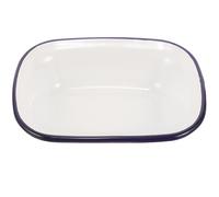 Healifty Plat à Cuisson Émaillé Rectangulaire 16 Cm Bord Bleu, Plaque Multifonction pour Pâtisserie et Conservation Alimentaire, Casserole Antiadhésive Résistante la Chaleur, Usage