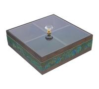 Healifty Plateau de Service Carré en avec 4 Compartiments - Boîte à Bonbons et Fruits Secs Multifonction - Couvercle Acrylique Transparent - Rangement Apéritif pour Salon et Fête du Nouvel