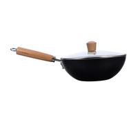 Healifty Poêle Mini avec Couvercle Wok Profond Multifonction Manche Chaleur Poêle de Cuisine Pratique pour Friture et Cuisson