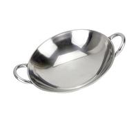 Healifty Poêle Wok Inox avec Double Poignée Antidérapante Casserole Ronde pour Cuisson Hot Pot Coréen Cuisine Maison Sécurisée et Pratique