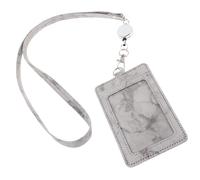 Healifty Porte-badge Rétractable Marbre avec Lanière Gris Porte-carte Étudiant Léger et Résistant à Eau avec Fenêtre Transparente pour Badge et Carte Identité