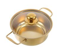 Healifty Pot à Soupe Inoxydable Doré Avec Couvercle Verre Petite Marmite à Induction Avec Double Poignée Casserole Pour Bouillons Soupes Et Ramen Coréens Ustensile De Cuisine Compatible Ind