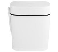 Healifty Poubelle Mince Rectangulaire en Plastique Blanche avec Couvercle et Brosse Wc Intégrée Conteneur à Déchets Compact pour Salle de Bain pour Espaces Étroits et Usage Domestique