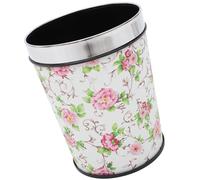 Healifty Poubelle sans Couvercle Petite Taille Poubelle Domestique en Cuir Imprimé Floral Corbeille à Déchets Rectangulaire pour Bureau la Cuisine Salon Anneau de Pression Pratique