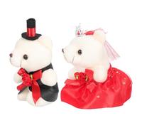 Healifty Poupée Ours en Peluche Douce 1 Paire Rouge Couple Mariage Décoration Saint-Valentin Figurine Ours Artisanale Présent Amoureux Ambiance Romantique pour Maison et Fête