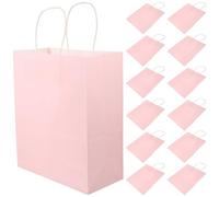 Healifty Présents en Papier Kraft Rose Format Moyen Pliable avec Poignées 12 Paquet Facile à Transporter Ranger pour Fêtes et Marchés Artisanaux