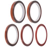 Healifty Ruban Adhésif Haute Température 5 Rouleaux 33m Ruban Isolant Thermique Polyimide 3mm/5mm/7mm/10mm/12mm, Résistant Jusqu’à 260℃, Bande Thermocollante pour Presse à Chaud