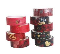 Healifty Rubans Washi Adhésifs Décoratifs 9 Pièces Rubans Papier pour Scrapbooking Saint-Valentin Couleurs Vives Autocollants DIY pour Journal Intime Accessoires Artisanat Créatif