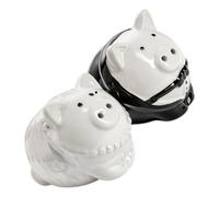 Healifty Salière et Poivrière en Céramique de Couple de Cochons Noir et Blanc, Pot à Épices Décoratif 2 Pièces, Set de Condiment Cuisine et Présent Mariage Romantique