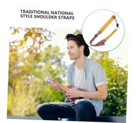 Healifty Sangle de Guitare Cuir Jaune Style Traditionnel avec Motifs Nationaux Sangle Ukulélé Adulte sans Tailpin Confortable pour Guitares Acoustiques et Classiques