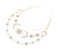 Healifty Serrage-tête Couronne Élégante à Trois Niveaux en Métal Or Étoiles et Lune, Léger et Confortable pour Fille, pour Mariages et Occasions Spéciales