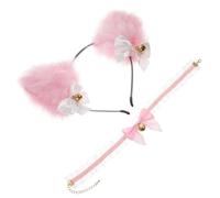 Healifty Serrage-tête Oreilles De Chat En Dentelle Taille Unique Collier Cloche En Dentelle Rose Accessoire Cosplay Pour Fête Et Déguisement