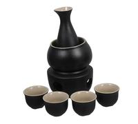 Healifty Set à Saké Céramique avec Chauffe Bouteille Pot à Saké Traditionnel Chaleur Service pour Boissons Chaudes Ensemble Complet pour Dégustation