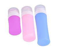 Healifty Set de Flacons de Voyage Rechargeables Silicone Anti-fuite Bouteille Cylindrique Souple pour Lotion et Huiles Essentielles Kit Toilette Pratique pour Avion Rose Bleu