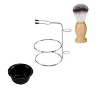 Healifty Set Kit Soins Barbe Homme Brosse à Barbe Nylon avec Bol à Mousse Jaune et Support Inoxydable Résistant à Eau pour Rasage Masculin
