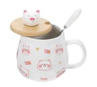 Healifty Tasse Céramique Décorative pour Couple avec Couvercle Mug à Motif de Cochon Blanc de Eau Lait Thé Café Jus de Saint Valentin Charmant et Pratique