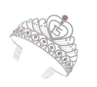 Healifty Tiara Couronne Ans Strass Rose pour Fille Couronne Anniversaire Élégante Alliage Accessoire Royal Brillant pour Fête Anniversaire