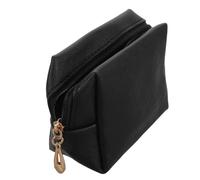 Healifty Trousse de Toilette Noire avec Fermeture Éclair Trousse de Maquillage Portable Légère pour Femme Organiseur de Cosmétiques Résistant PU Sac de Voyage Pratique pour Soins et Beauté