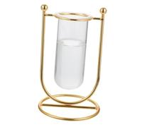 Healifty U Type Iron Plant Vase Set Nordic Style Hydroponic Glass Flower Rack for Office and Home Decoration
