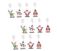 Healifty Vieillard Renne Bonhomme de Neige Pingouin Porte-Cartes de Visite et Porte-Numéro de Table Décoratif pour Bureau et Fêtes