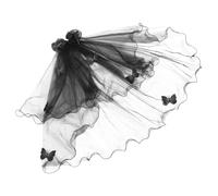 Healifty Voile Noir Gothique pour Mariage et Halloween Voile de Mariée Vampire Léger et Confortable avec Serre-tête Accessoire Coiffure pour Cosplay et Enterrement de Vie de Jeune Fille