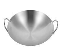 Healifty Wok en Acier Inoxydable Épais 34 Cm Double Poignées, Poêle à Sauter Traditionnelle pour Cuisinière à Gaz, Plaque de Cuisson Induction, Ustensile la Cuisine Polyvalent pour Maison