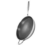 Healifty Wok Inox Nid Dabeille Antiadhérent Poignée Ergonomique Poêle à Portable pour Gaz Ustensile Cuisine et Facile à Nettoyer