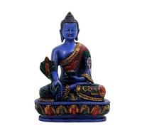 Healing Lama - Medicine Buddha. Handmade 5.5 inches Tall Multicolor Blue Hand Painted Buddha Figurine Sculpture Statue for Peace and Relaxation.