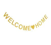 HEALLILY 1 lot de bannières « Welcome Home » - Élégantes lettres dorées à paillettes - Décoration à suspendre pour anniversaire de mariage - Scène de fête polyvalente - Facile à monter pour la maison