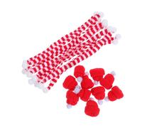 HEALLILY 10 Ensembles Lot de Mini Bonnets Laine Rouge et Blanc avec Écharpes Tricotées pour Bouteilles de Vin Décoration DIY de Noël Festive pour Poupées et Bonshommes