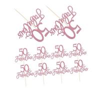 HEALLILY 10pièces Cake Toppers Fabuleux Décorations Papier Et Bois Éclatantes Pour Anniversaires Et Mariages
