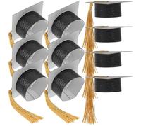 HEALLILY 10pièces Chapeaux De Graduation Décoratifs avec Coupelles Mini Casquettes De Diplôme avec Pompons Couvre-gobelets pour Vin