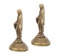 HEALLILY 2 pièces Statue Vierge Miniature Laiton Sculpture Compacte pour Décoration Religieuse de Bureau et Ornement Spirituel pour Sacrés