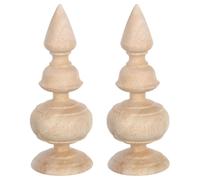 HEALLILY 2pcs Fleurons Sculptés en Bois Khaki pour Décoration Intérieure, Embouts Décoratifs Ronds en Bois Facile à Entretenir, Charme Classique pour DIY et Meubles