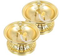 HEALLILY 2pcs Lampe à Beurre Vintage en Alliage Poli Or, Support Élégant pour Lampe à Huile Traditionnelle, Décoration Intérieure et Autels Bouddhistes