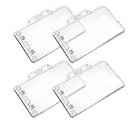 HEALLILY 4 pièces Porte-cartes Horizontal Rigide Transparent Lot de Étui Plastique pour Cartes Identité Protection Polyvalente pour Cartes de Crédit et Badges Professionnels