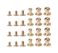 HEALLILY 72 Pièces Tête Ronde Bouton Goujon Vis à Fente Chicago Vis Post Fixation Spot Rivet Clou Rivet pour Bricolage en Cuir Artisanat Bagages Sac à Main Accessoires Doré