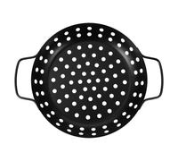 HEALLILY Acier au Carbone Panier à Griller Noir 9 Pouces Rond | Cuisson Uniforme, Revêtement Antiadhésif, Deux Poignées, Grand Trou, Usage Maison et Professionnel
