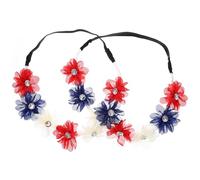 HEALLILY Bandeaux Élastiques Patriotiques 2pcs Fleurs pour Fête 4 Juillet, Confortables et Flexibles en Tissu, Taille Unique Adaptée pour Anniversaire et Independence Day