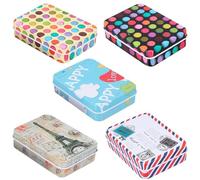 HEALLILY Boîtes de Rangement Carrées pour Organiser en Fer-blanc Solides Lot de 5 Thé et Épices, Cuisine et Présents