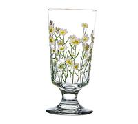 HEALLILY Daisy Verre à pied vintage pastoral pour lait jus, boisson transparente avec motif floral chic