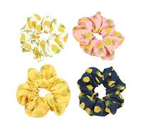 HEALLILY Élastiques à Cheveux Très Élastiques et Antidérapants, Accessoires Coiffure Lot de 4 en Tissu Motif Ananas Stylés Fête pour Fille Quotidien