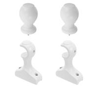 HEALLILY Embout de Tringle à Rideaux en Bois Blanc M6 à Visser, Support de Tringle à Rideaux, Capuchon Décoratif, Support Sécurisé pour Salon et Bureau