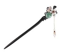 HEALLILY Épingle à Cheveux en Bois Foncé Perle et Grenat, Accessoire Coiffure Élégant et Rétro, Facile à Utiliser pour Créer un Chignon Stylé