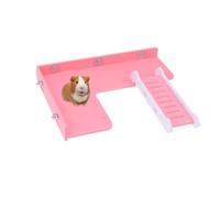 HEALLILY 'Escalade pour Hamster et Écureuil Échelle et Plateforme en Bois Synthétique Rose, Exercice et Décoration pour Maison d'animaux