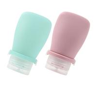 HEALLILY Flacons de Voyage en Silicone Anti-fuite 2 Pièces 60 Ml Bouteilles Réutilisables Étanches pour Lotion Shampooing Transport Facile