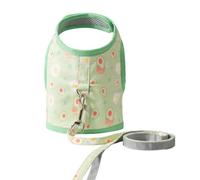 HEALLILY Harnais Facile Confortable d'une Utiliser avec et Laisse en Tissu Maillé Vert Seule Main, Modèle Gilet Adorable de 3 7kg pour Chat Chiot Adapté pour Animaux